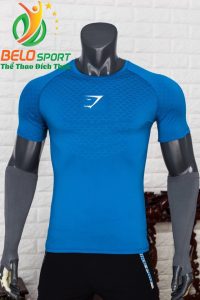 Áo tập gym body fit SHARK độc quyền Belo mã A-088 màu xanh bích