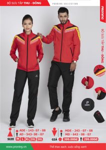 Bộ quần áo khoác gió chính hãng proning 2018 nam nữ màu đỏ